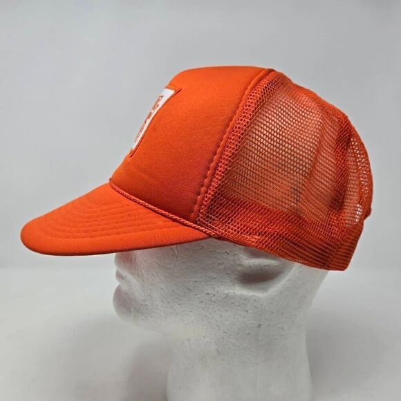 CAL CAT CO INC ORANGE WHITE PATCH TRUCKER MENS HAT CAP SNAPBACK - Picture 2 of 6